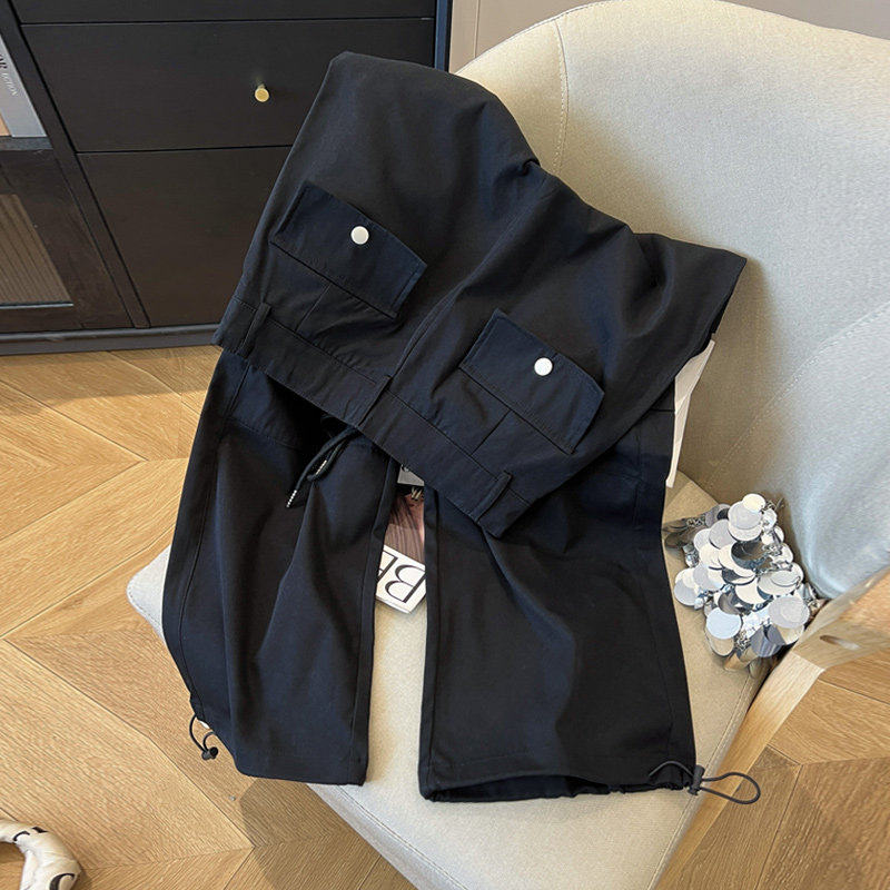 美式抽绳运动工装裤女爆款春秋2026新款高腰显瘦宽松直筒阔腿裤子,女装/女士精品,休闲裤,淘宝优惠券,粉丝福利购,淘宝优惠卷