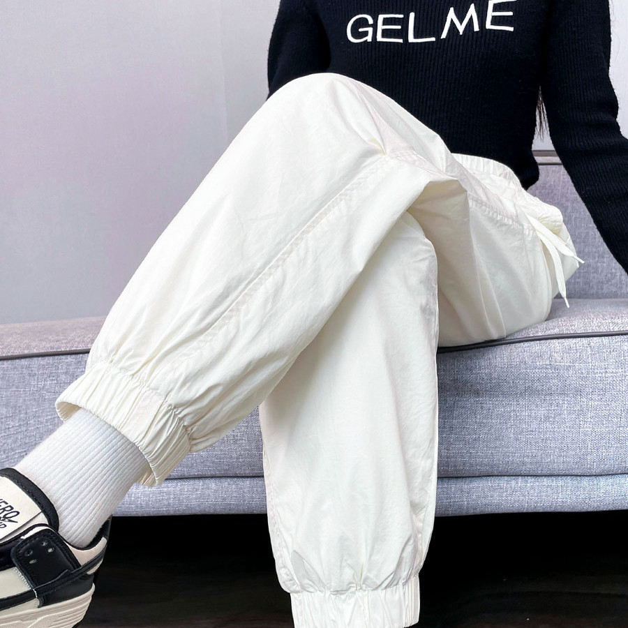 白色束脚羽绒裤女外穿棉裤女2025冬季新款东北零下40度加绒雪地裤