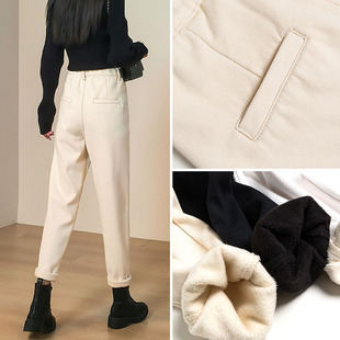 加厚女士老爹哈伦萝卜裤 新款 子 女外穿冬季 加绒牛仔裤