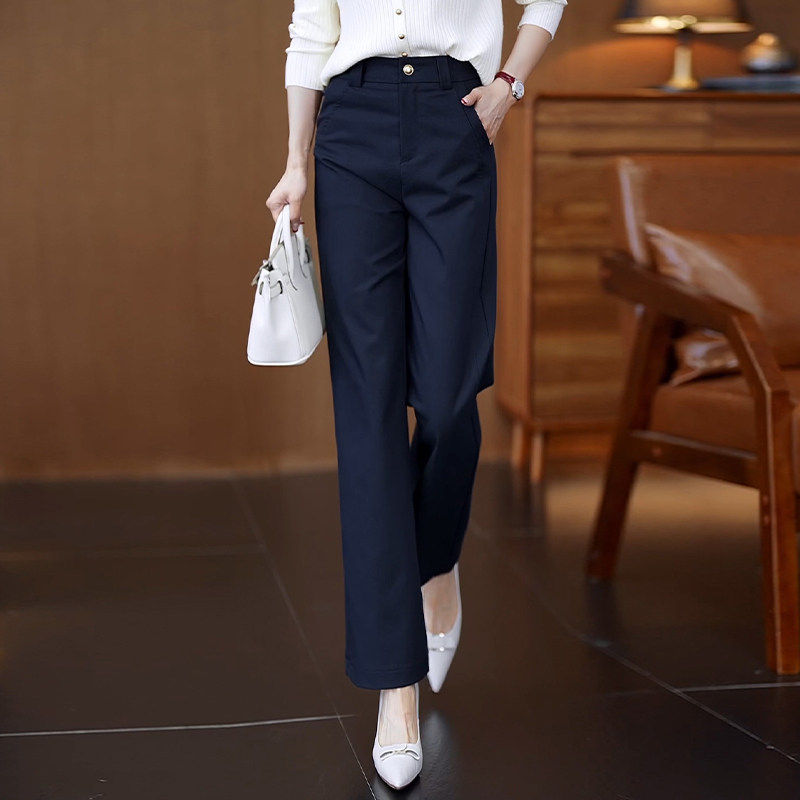 藏青色直筒西装裤女春秋2026新款天丝棉休闲裤高腰显瘦窄版阔腿裤,女装/女士精品,真丝上装,淘宝优惠券,粉丝福利购,淘宝优惠卷