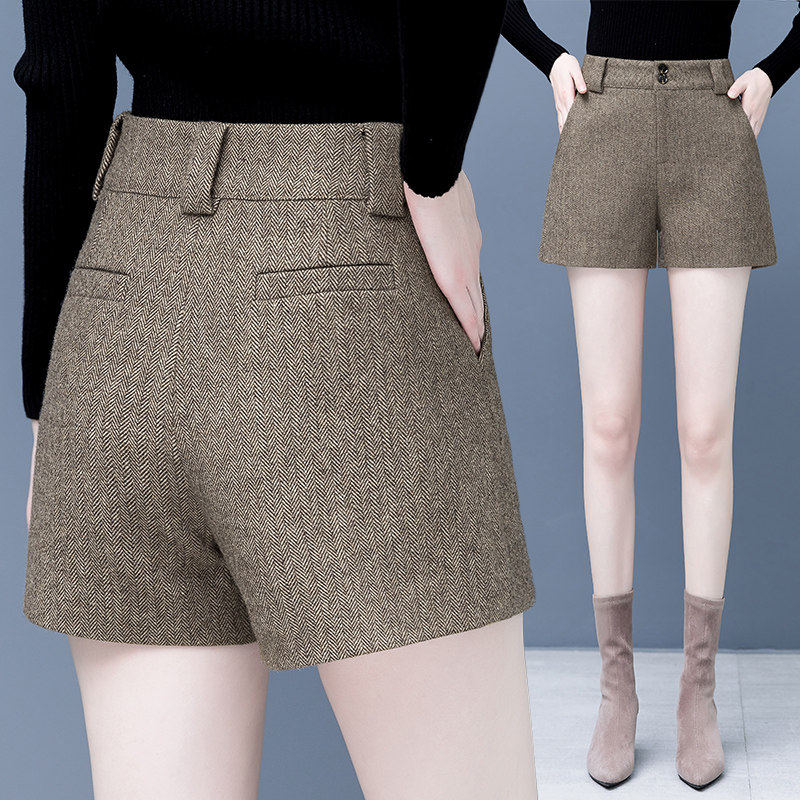 毛呢短裤女秋冬外穿2024新款高腰宽松a字西装裤显瘦百搭阔腿靴裤,女装/女士精品,大码裤装,淘宝优惠券,粉丝福利购,淘宝优惠卷