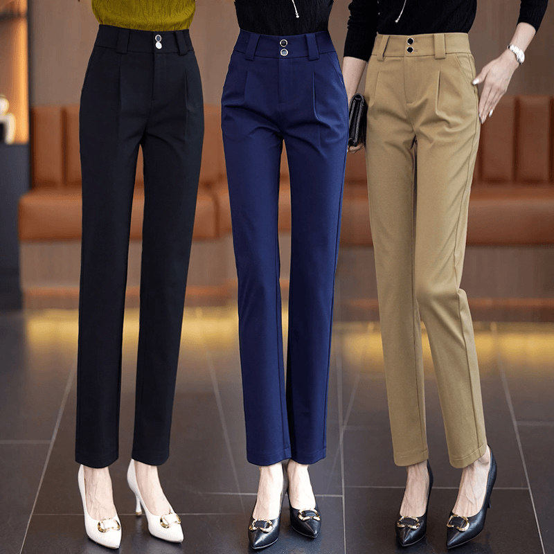 休闲哈伦裤女春秋季2026新款百搭女士西装裤子高腰显瘦直筒烟管裤,女装/女士精品,大码裤装,淘宝优惠券,粉丝福利购,淘宝优惠卷