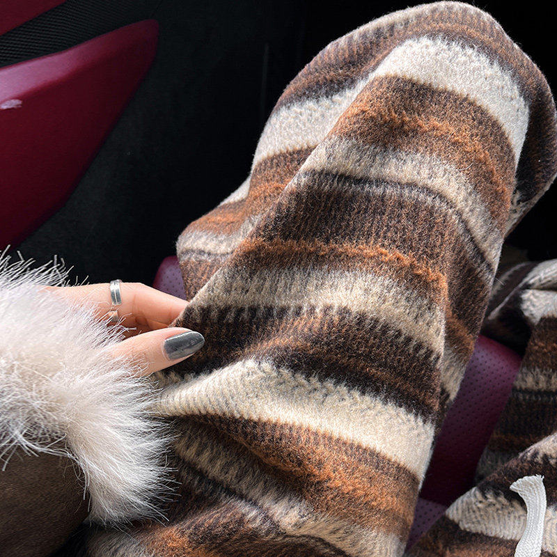 复古毛呢条纹阔腿裤秋冬新款加绒加厚休闲裤显瘦阔腿裤直筒糯米裤,女装/女士精品,休闲裤,淘宝优惠券,粉丝福利购,淘宝优惠卷