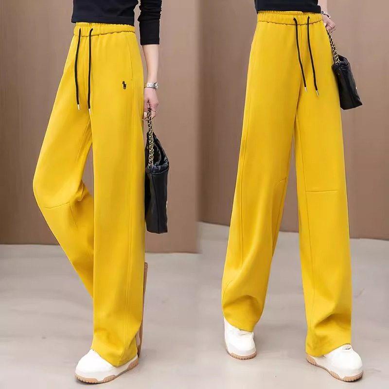 姜黄色抽绳刺绣香蕉裤女2025年春秋松紧腰弯刀宽松休闲运动卫裤子,女装/女士精品,休闲裤,淘宝优惠券,粉丝福利购,淘宝优惠卷