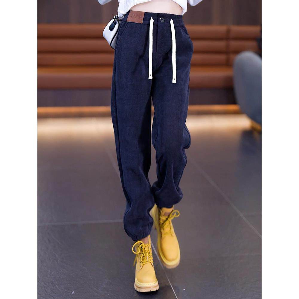 灯芯绒裤子女爆款2025秋冬新款外穿加绒雪尼尔束脚冬季哈伦卫裤女,女装/女士精品,卫裤,淘宝优惠券,粉丝福利购,淘宝优惠卷