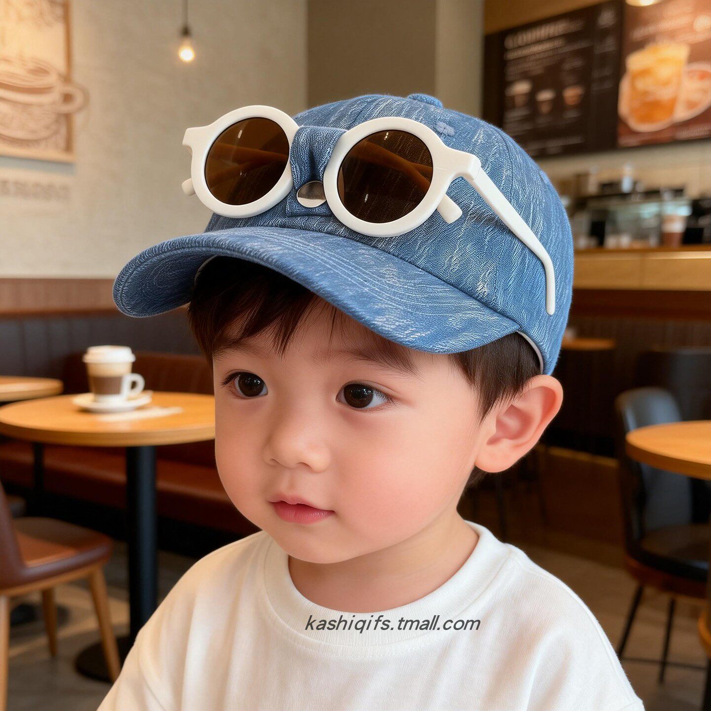 儿童帽子牛仔棒球帽休闲风男童春季薄款带墨镜防晒遮阳帽鸭舌帽潮