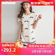 Miuco2019 đầu thu mới của phụ nữ Pháp Váy chữ A nhỏ thêu hoạt hình thêu tay ngắn đan cũ k - A-Line Váy