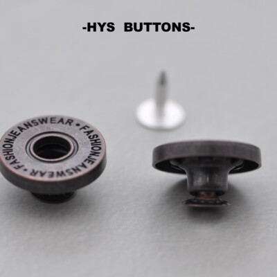 HYS BUTTONS牛仔裤牛仔衣纽扣裤背带裤钮扣摇头扣男女金属工字扣