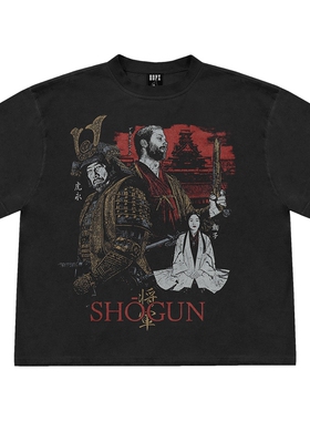 Shogun × Netflix 幕府将军 做旧复古 重磅宽松短袖T恤 圆领卫衣