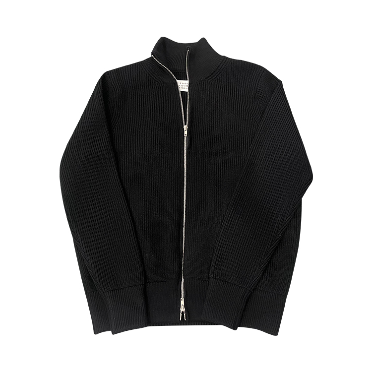 thumbnail for High-Neck Double-Zipper Warm Versatile Cardigan Sweater with Four-Corner Logo Design, High Weight, Fleece-Lined and Thickened Knitwear