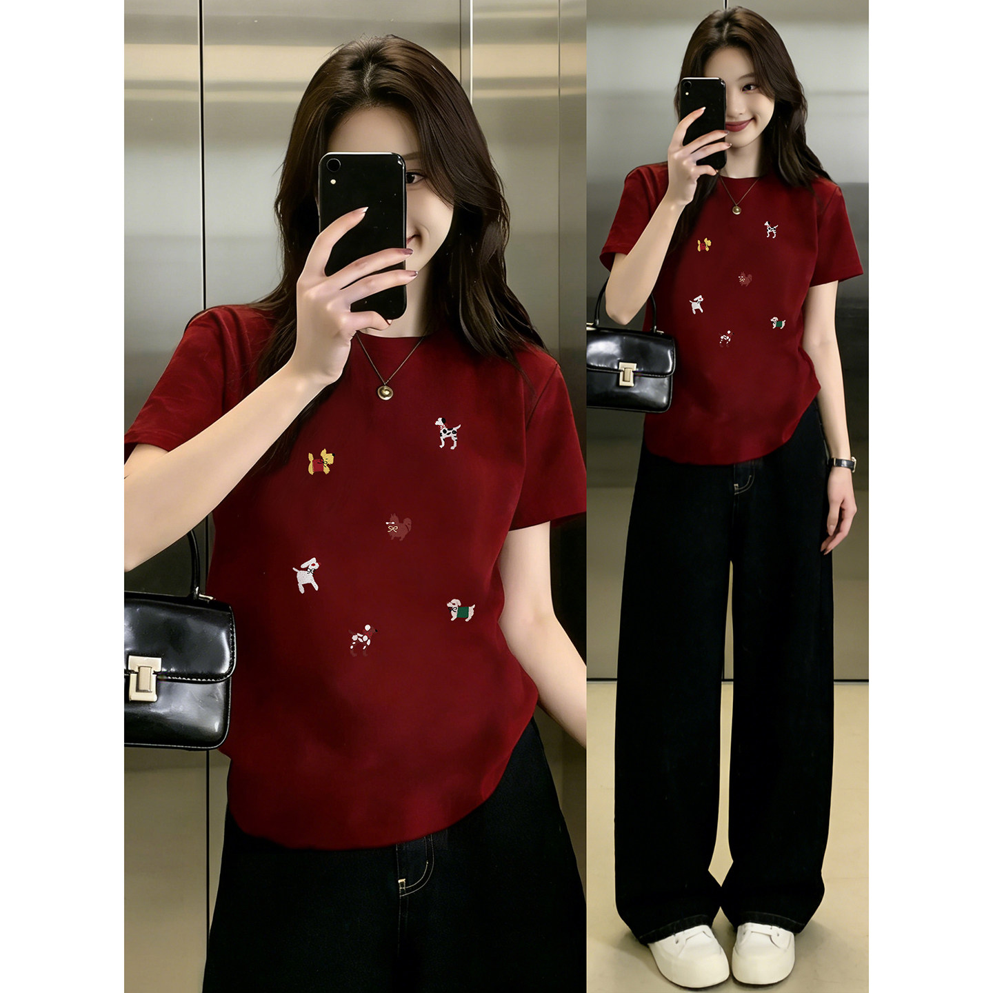 正肩短袖t恤女装夏季新款韩版时尚洋气印花休闲百搭圆领显瘦上衣