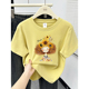 T恤女2025新款 时尚 爆款 黄色韩版 小女孩印花圆领正肩上衣 夏季 短袖