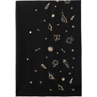 星空金色刺绣加密pashmina羊绒围巾璀璨繁星手工烫钻百搭黑色披肩