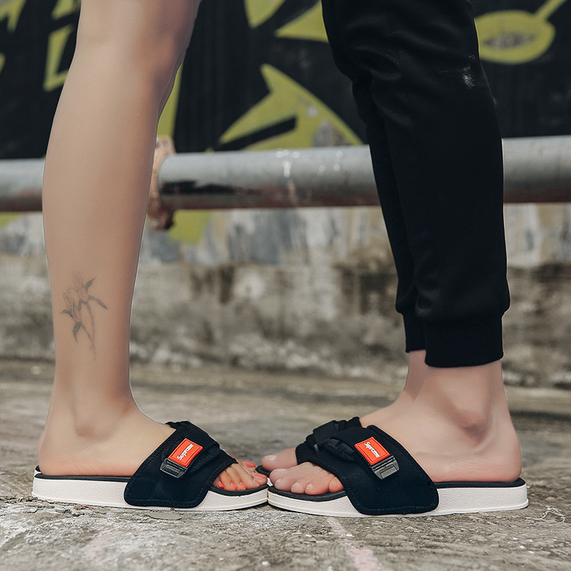 Dép đi trong nhà nữ mùa hè mặc ngoài dép thời trang cá tính Velcro và dép dày lớp vỏ ngoài trời thể thao không trượt dép mềm đế vài