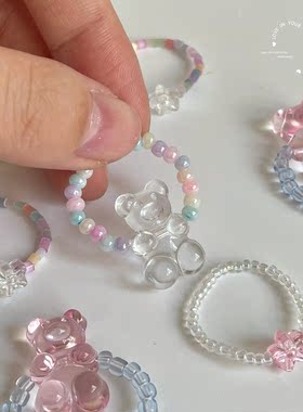 原创手作彩色透明串珠ins女