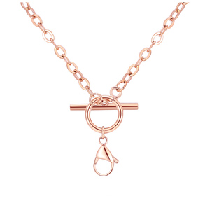 316L钛钢高档保色持久玫瑰金项链光亮60厘米toggle配链