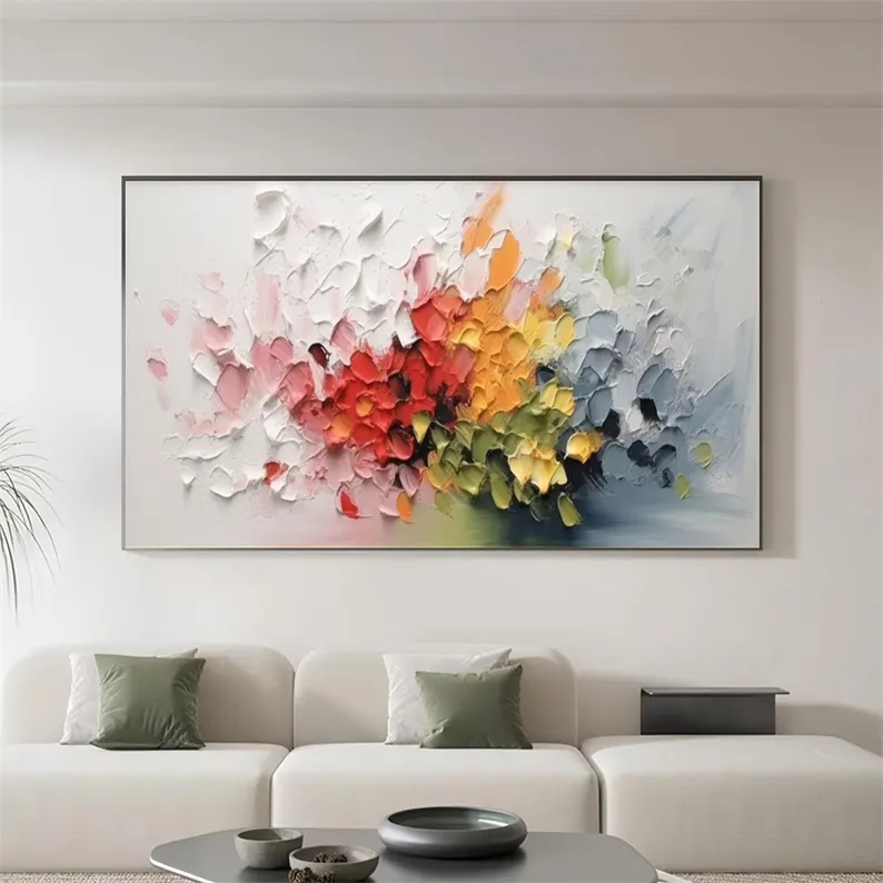 大芬村纯手绘油画抽象艺术肌理感色块客厅装饰画餐厅卧室挂画壁画图片