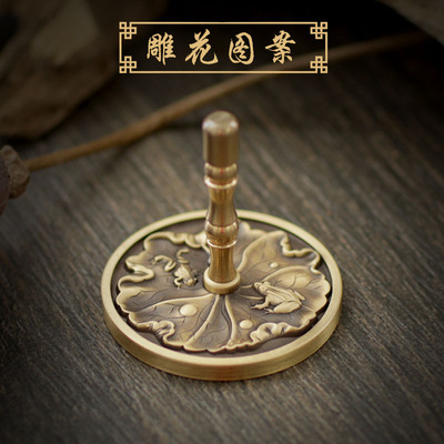 紫巅 荷花雕刻铜灰压香篆配件打拓灰押香篆打篆香道香灰压工具