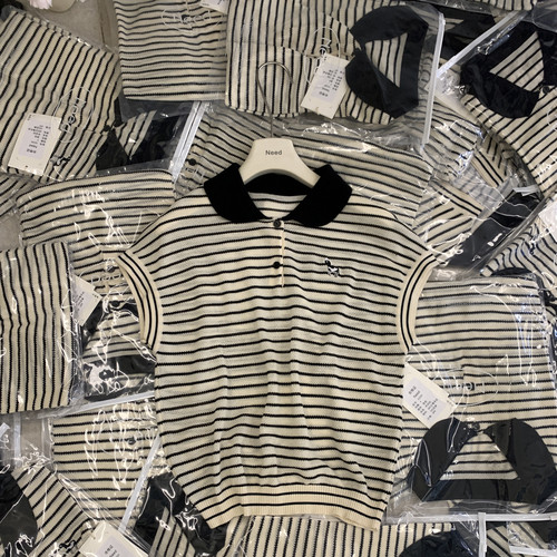 Need-刺绣小马条纹兰精天丝面料手感柔软舒服包容性强针织衫52333
