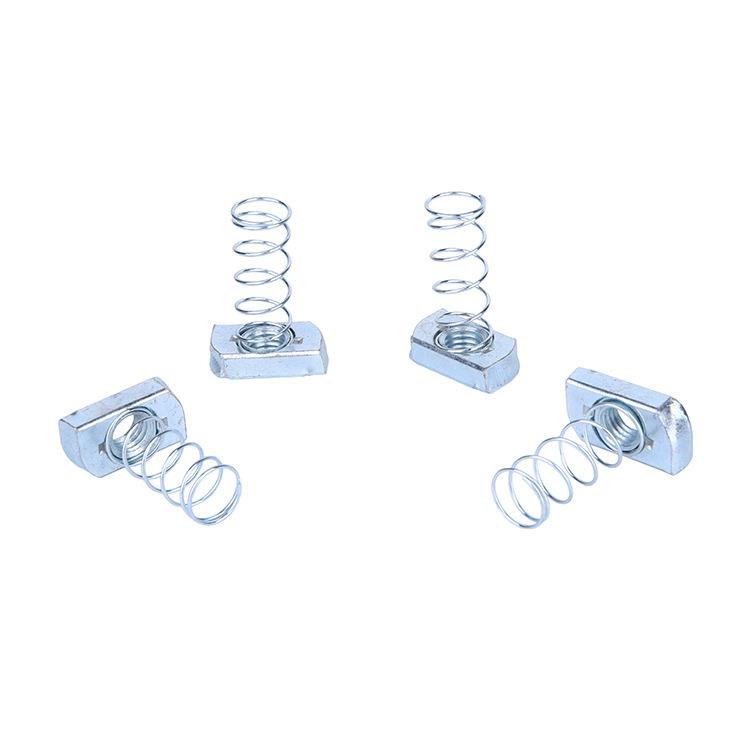 弹簧螺母抗震配件专用弹簧螺母 C型钢配件 弹簧螺帽T型长方形螺母