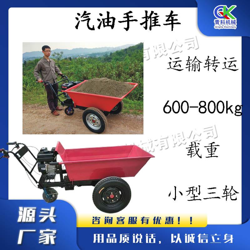 建筑工地汽油翻斗车 小型农用三轮拉货车 手推式果园用转运车
