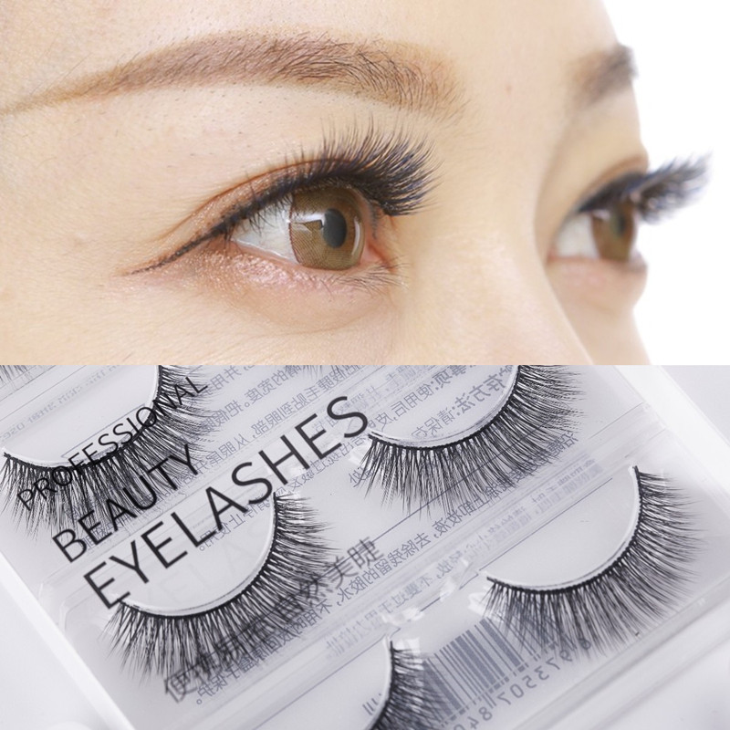 自然仿真纤细棉线软梗浓密眼睫毛