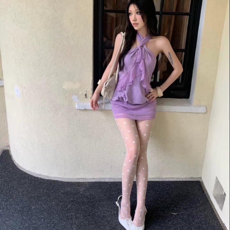 多巴胺小众糖果色彩色超薄中波点丝袜时尚潮流显瘦女防勾丝连裤袜