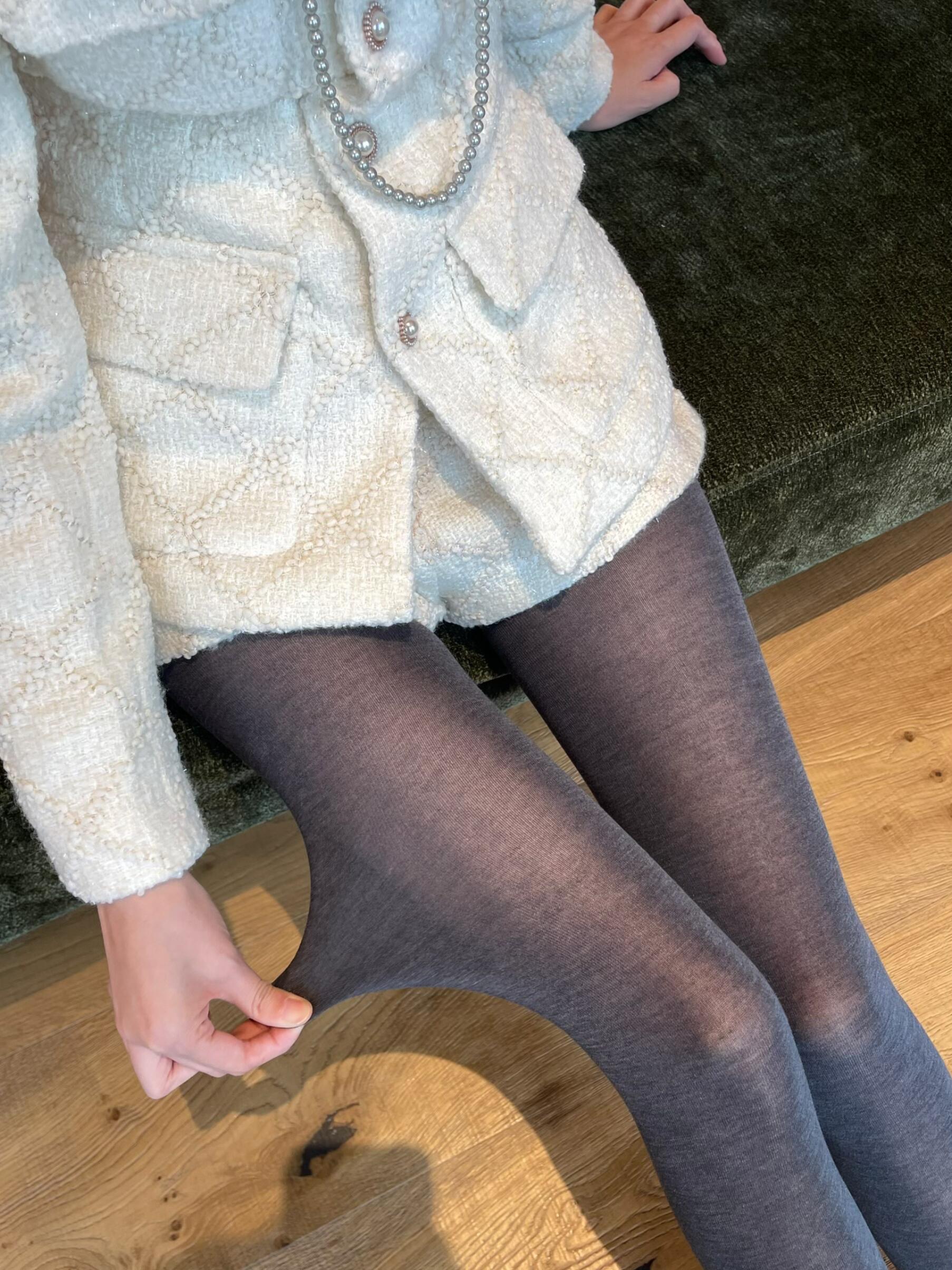 绵羊毛+桑蚕丝~微透连袜早秋的神！平纹好高级miu复古气质打底袜