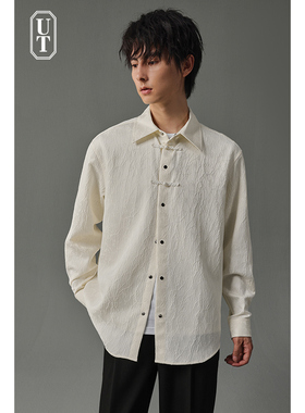 新中式提花盘扣长袖衬衫男设计感国风衬衣2025年春秋季新上衣内搭