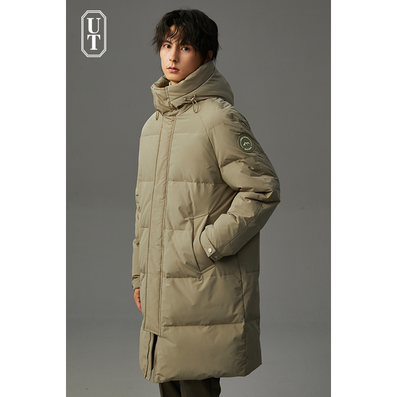 连帽中长款加厚款羽绒服保暖男士