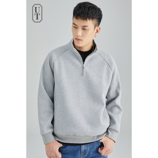 华夫格卫衣男灰色痞帅宽松长袖 休闲运动服高级感拉链外套男 春秋季