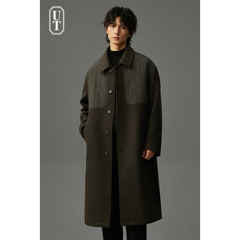 冬季非羊绒呢子大衣男士加厚羊毛