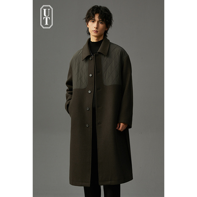 冬季非羊绒呢子大衣男士加厚羊毛