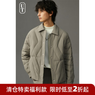 羽绒服外套棉服男装 三防假两件轻薄白鸭绒秋冬季 宽松加厚休闲短款