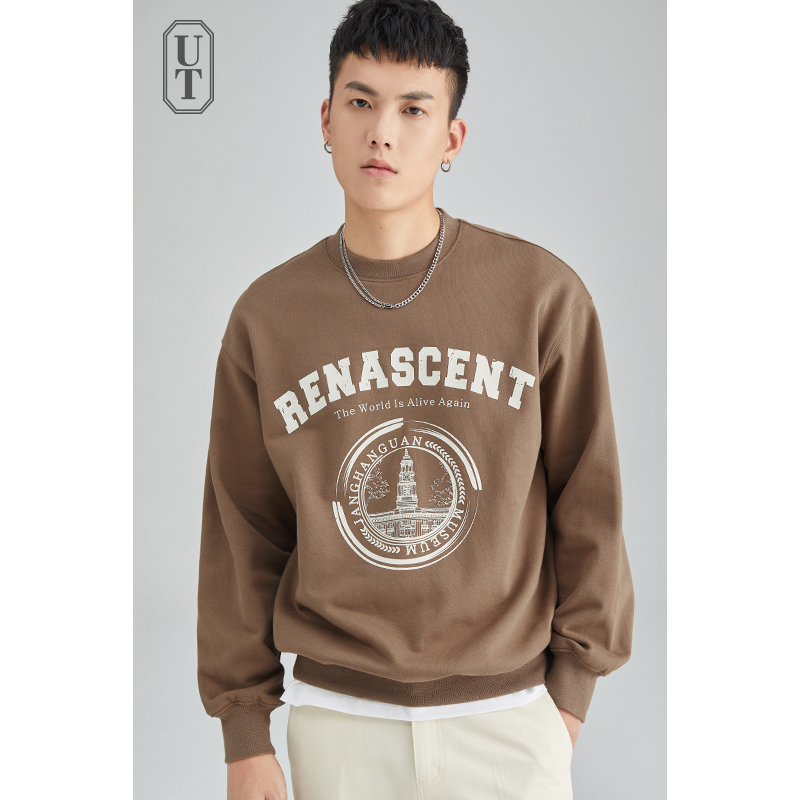 重磅印花定织罗纹卫衣春秋季套头