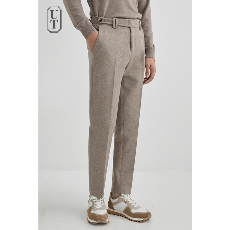 双面冬季新款保暖毛呢绒休闲裤子