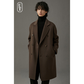 妮子风衣秋冬季 高级双面呢外套男士 羊毛呢子中长款 双排扣大衣男