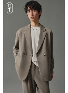 落肩宽松休闲西服男士2025年春秋季新款高级感西装外套通勤小单西