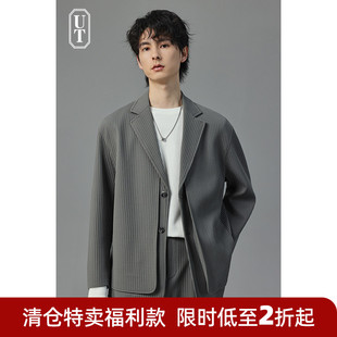 假两件双门襟休闲西服男春秋季 高级感单西外套 休闲宽松落肩小西装