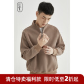 休闲运动服外套 打底衫 清仓 高级感华夫格卫衣男痞帅宽松灰色长袖