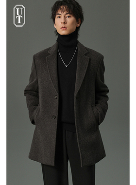 780g加厚重磅羊毛呢子大衣男士双色短款休闲保暖冬季行政风衣外套