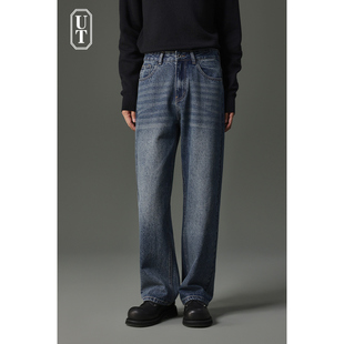 保暖休闲长裤 款 子直筒宽松 男石磨水洗工艺2024年秋冬季 加厚牛仔裤