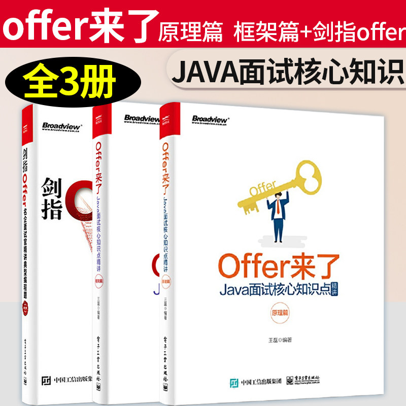 全3本 Offer来了Java面试核心知识点精讲原理篇 框架篇 剑指Offer名企面试官精讲典型编程题第2版 c程序员面试宝典