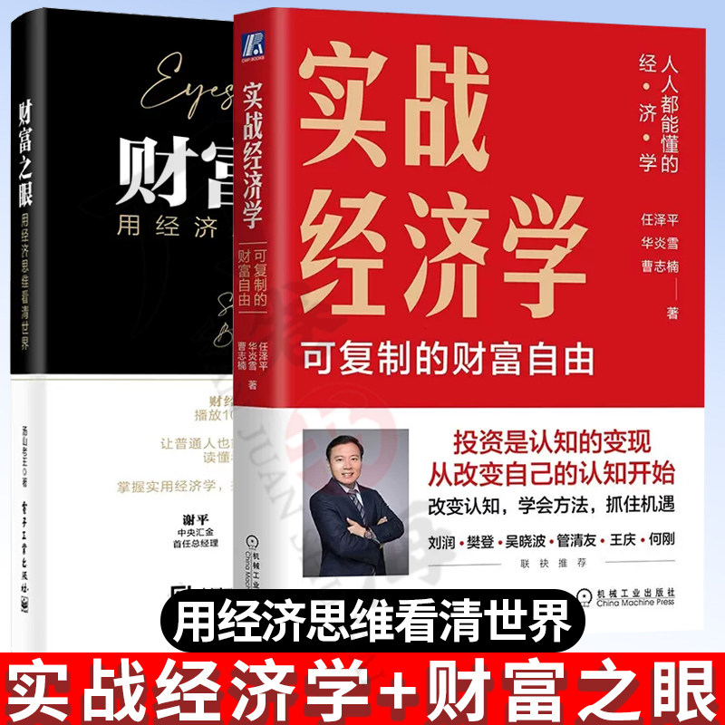 2册 实战经济学 可复制的财富自由 经济学书籍 任泽平 华炎雪+财富之眼用经济思维看清世界 汤山老王 价值投资金融货币数字经济书