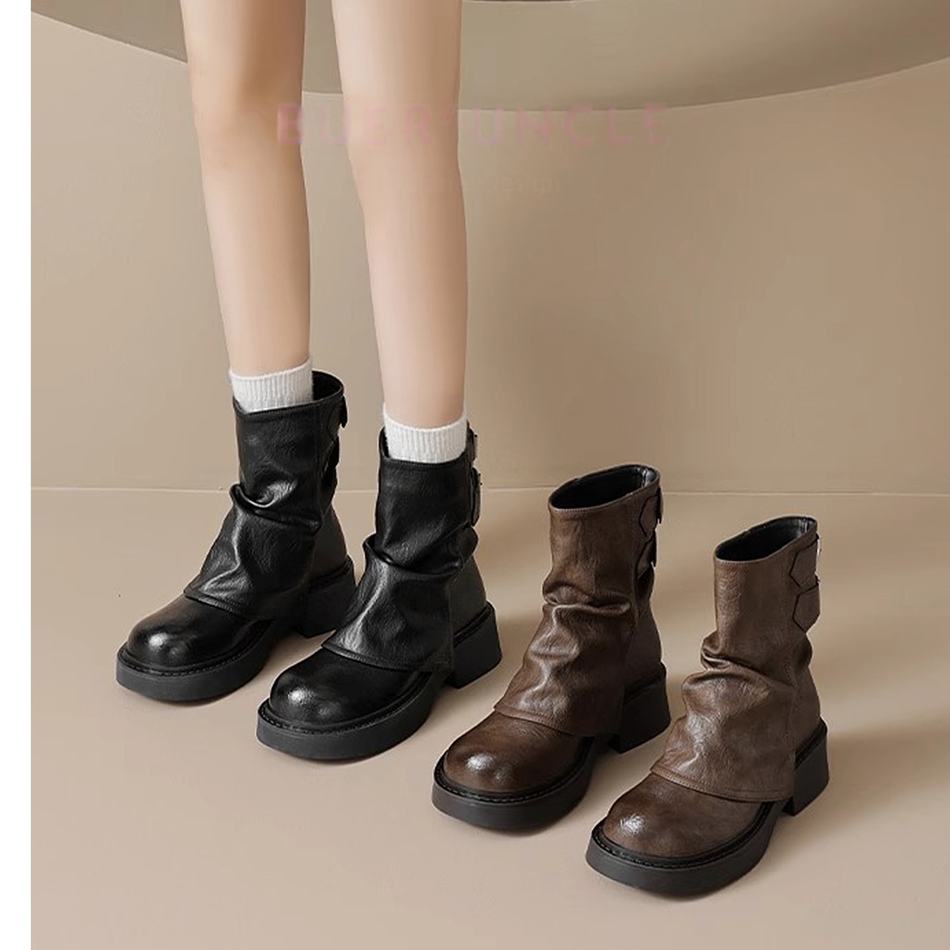 美拉德短靴女春秋单靴2025新款