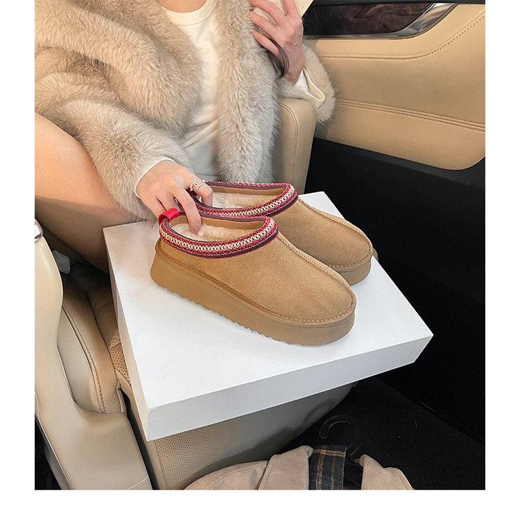 2025新款冬季民族风花边包头毛毛