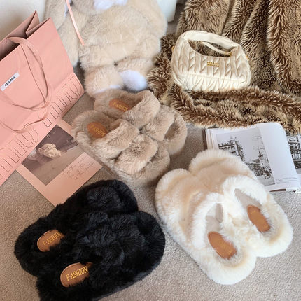 捞捞酱「厚底7cm～」加厚毛毛拖鞋秋冬保暖棉拖居家外穿舒适增高