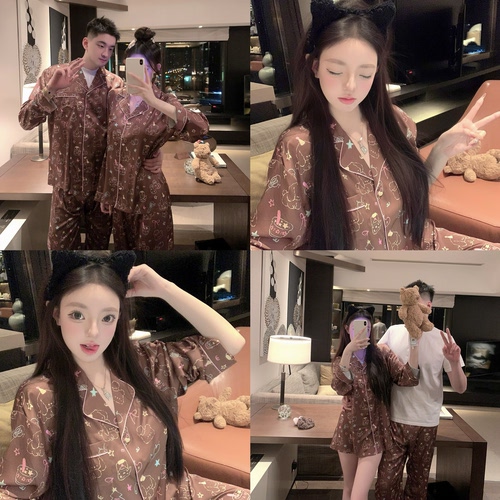 捞捞酱「栗子糖霜」冰丝睡衣女2026新款秋冬季纯欲风情侣家居服