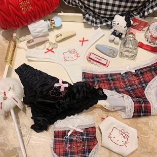捞捞酱「万圣小k系列～」甜酷ins辣妹三角内裤 舒适牛奶丝纯棉少女