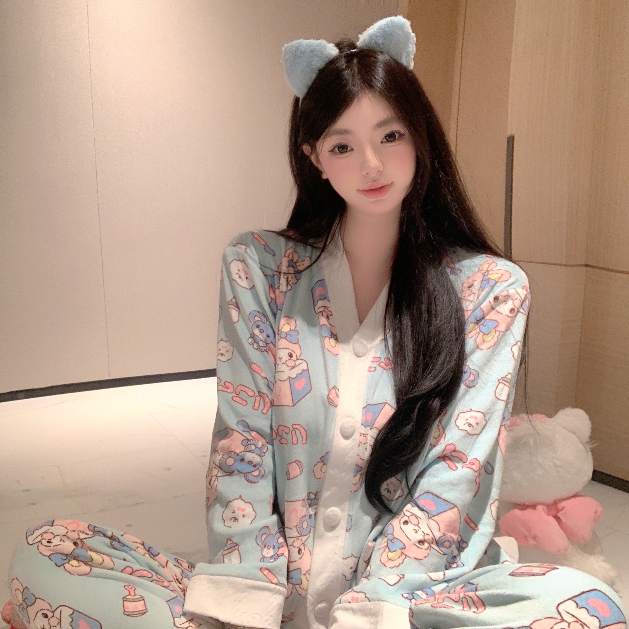 甜美睡衣加厚保暖家居服海岛绒